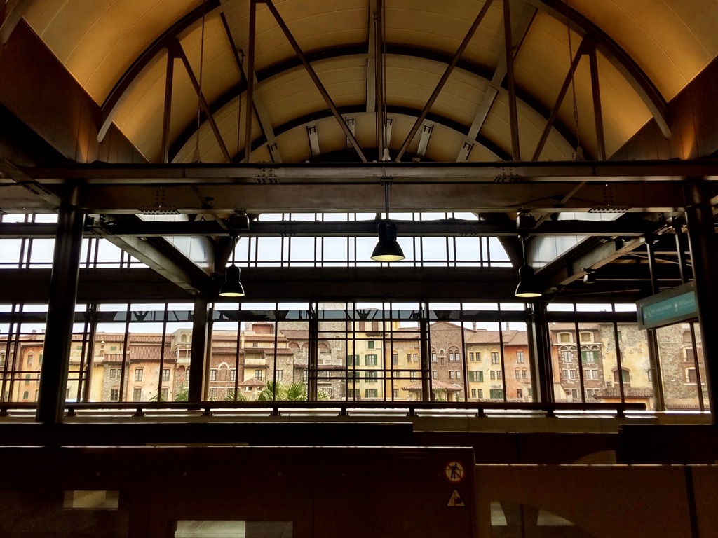 A view of Tokyo DisneySea Hotel MiraCosta from the platform of the Disney Resort Line station