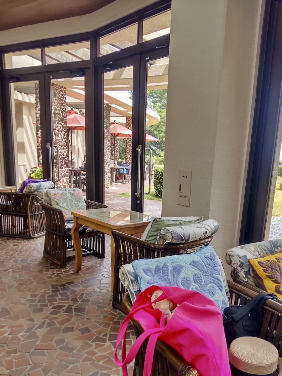 An indoor cafe cozy interior decorated with beautiful Hawaiian quilts